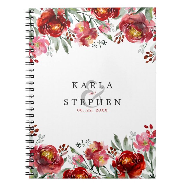 Carnet Fleur de jardin rouge profond (Devant)