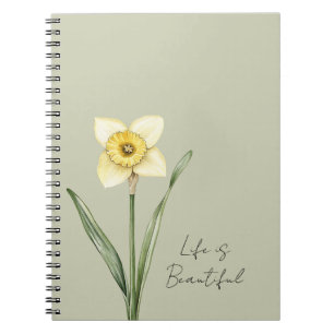 Carnet Fleur de jonquille verte blanche jaune