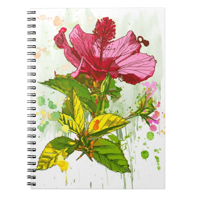 Carnet Fleur de ketmie - peinture d'aquarelle (Devant)