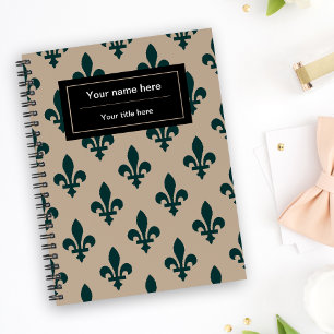 Carnet Fleur de Lis Motif, Français, Royal, Vert