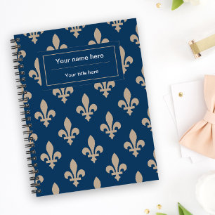 Carnet Fleur de Lis Motif, française, royale, crème, bleu
