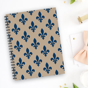 Carnet Fleur de Lis Motif, Royal French Blue sur Crème