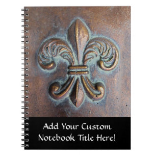 Carnet Fleur De Lis, Revêtement De Cuivre Âgé Imprimé