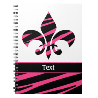 Carnet Fleur de Lis Zebra Rose noire
