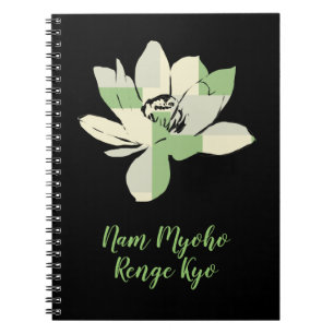 Carnet Fleur de Lotus Vert Spirituel Nam Myoho Renge Kyo