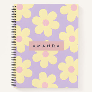 Carnet Fleur de Marguerite Jaune Rétro Personnalisée