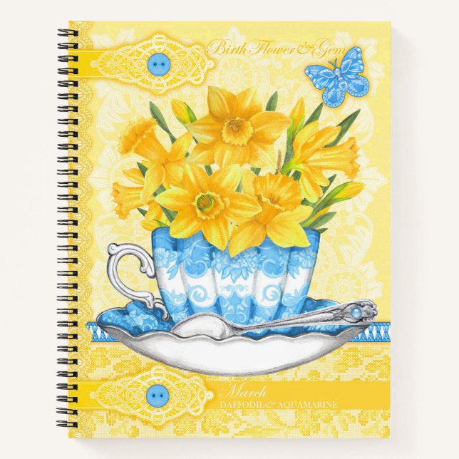 Carnet Fleur de naissance et Gem March Lace Grand (Devant)