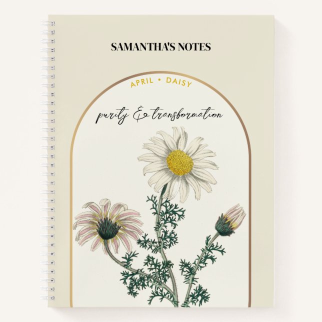 Carnet Fleur de naissance personnalisée Mois Avril Faisce (Devant)