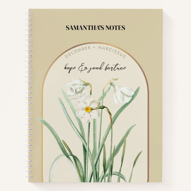 Carnet Fleur de naissance personnalisée Mois Décembre Nar (Devant)