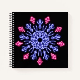 Carnet Fleur de néon bleu et rouge