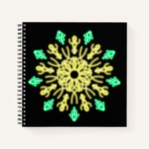 Carnet Fleur de néon jaune et vert
