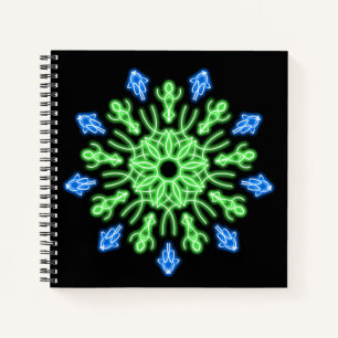 Carnet Fleur de néon vert et bleu