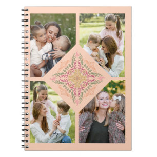 Carnet Fleur de pêche douce Script kaléidoscopique Meille