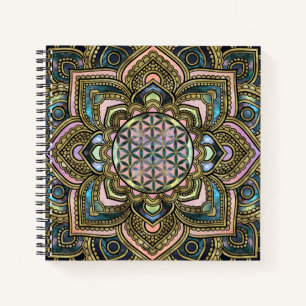 Carnet Fleur de vie à Lotus - Marbre et or