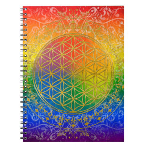 Carnet Fleur de vie - Ornement Arc-en-ciel or
