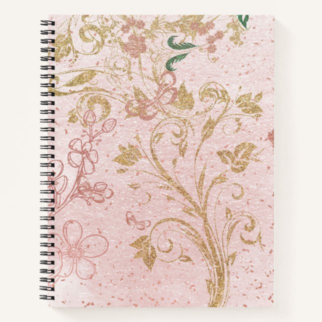 Carnet Fleur design Glittery (Devant)