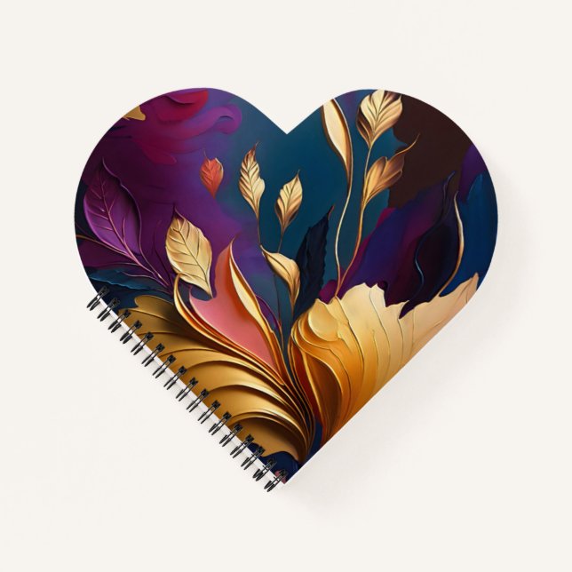 Carnet Fleur Dorée – Composition Florale Abstraite (Devant)