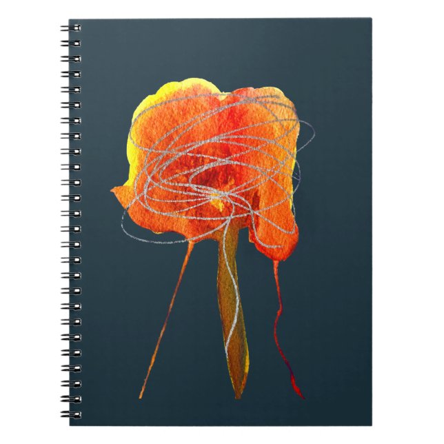 Carnet Fleur florale gribouillante Abstraite art moderne (Devant)