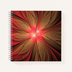Carnet Fleur fractale de fansy rouge