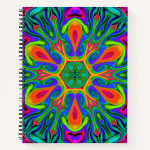 Carnet Fleur hippie psychédélique arc-en-ciel