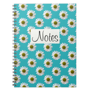 Carnet Fleur imprimé marguerite sur bleu ciel