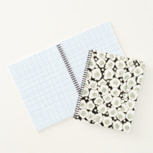 Carnet Fleur japonaise vintage 1902 : Fleur noire et blan