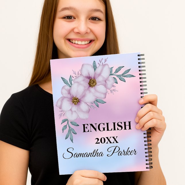 Carnet Fleur Lilac à gauche Nom Anglais Année Filles (Créateur téléchargé)