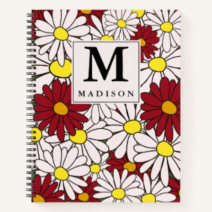 Carnet Fleur marguerite rouge blanc