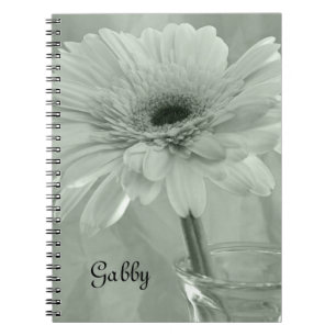 Carnet Fleur marguerite teintée verte