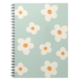 Carnet Fleur marguerite vert Motif Pastel Couleurs