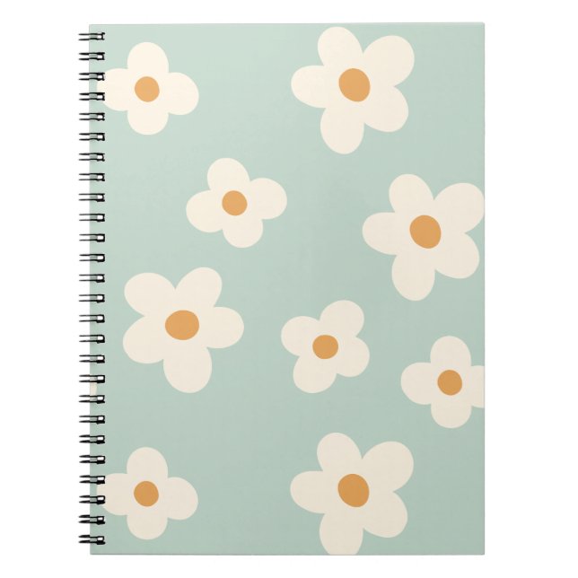 Carnet Fleur marguerite vert Motif Pastel Couleurs (Devant)