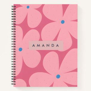 Carnet Fleur personnalisée Marguerite Rose et Centre Bleu