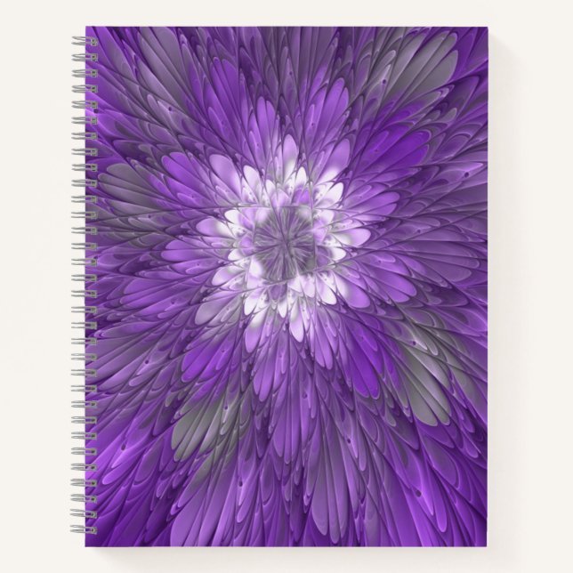 Carnet Fleur psychédélique violette Abstraite Fractal Art (Devant)