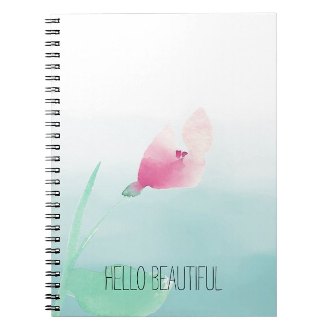 Carnet Fleur rose Aqua Ombre (Devant)