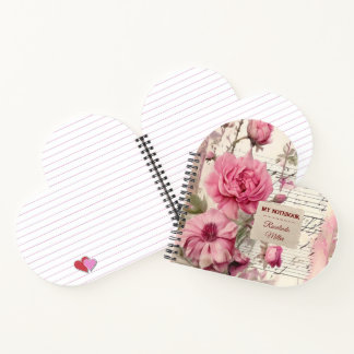 Carnet Fleur rose aquarelle shabby chic