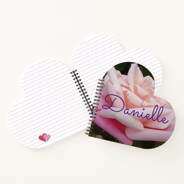 Carnet Fleur rose rose belle Jardin Floral Filles Nom (Intérieur)
