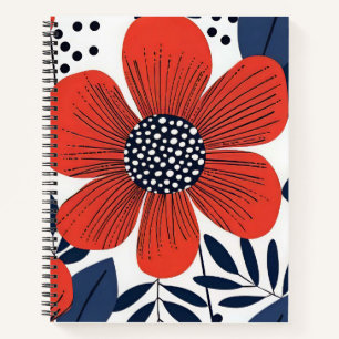Carnet Fleur rouge géante