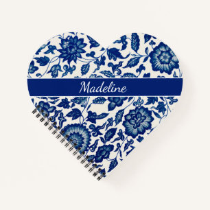 Carnet Fleur Sauvage Bleue Blanche Nom Personnalisé Pays