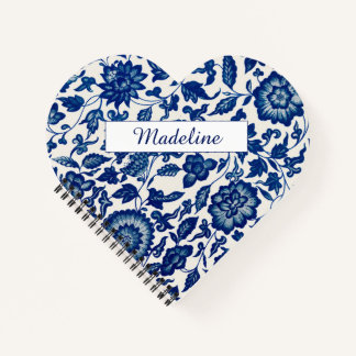 Carnet Fleur sauvage bleue et blanche Spirale personnalis