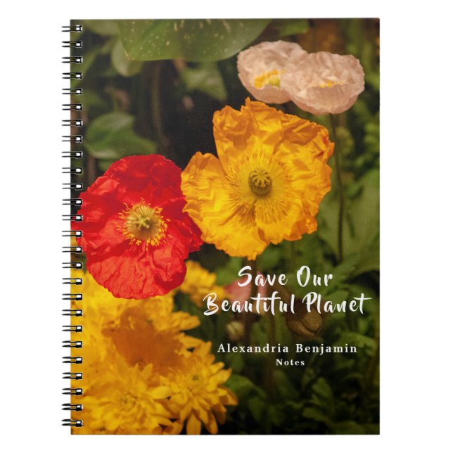 Carnet Fleur sauvage botanique Nature Floral Feuilles sur (Devant)