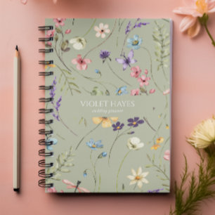 Carnet Fleur Sauvage Élégante Fleur Florale Personnalisée