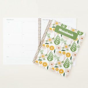 Carnet Fleur sauvage vert et jaune