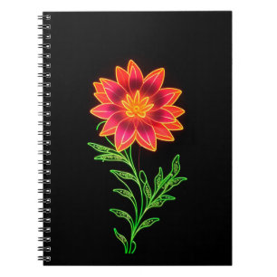 Carnet Fleur stylisée néon
