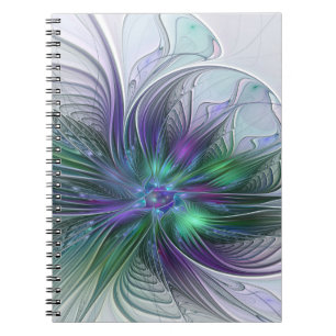 Carnet Fleur vert violet Art Abstrait moderne Fractal