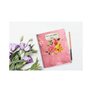 Carnet Fleur vintage rose