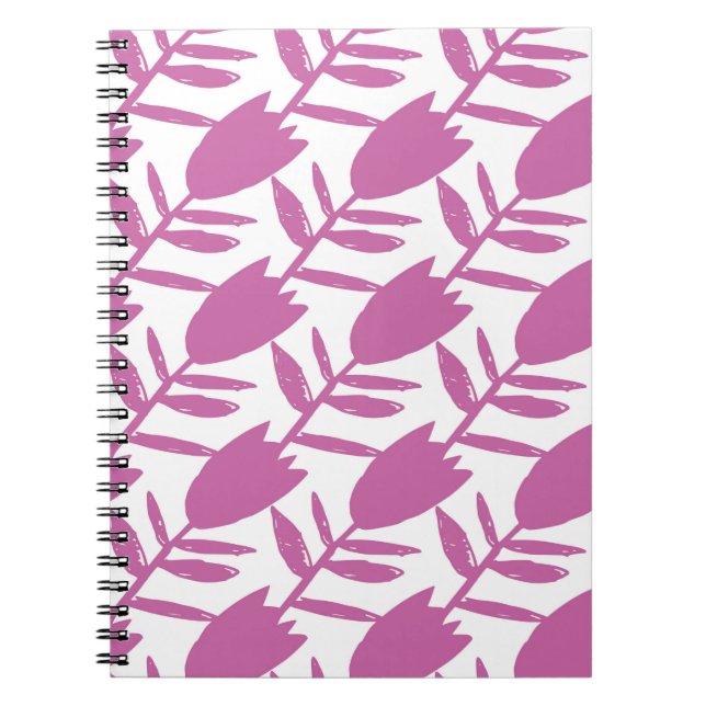 Carnet Fleurs Abstraites bleues roses motif transparent s (Devant)