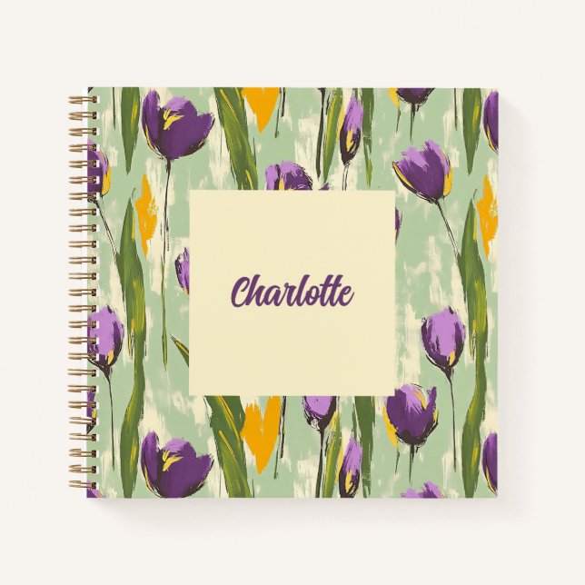 Carnet Fleurs Abstraites de tulipes sur Arrière - plan ve (Devant)