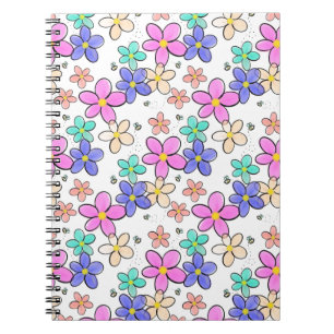 Carnet fleurs arc-en-ciel colorées lumineuses abeilles bo