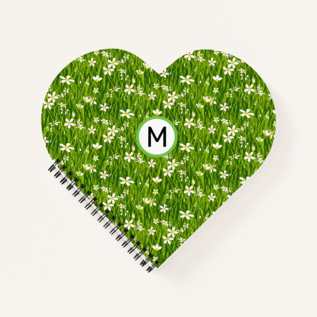 Carnet Fleurs blanches Monogrammes et Feuilles Plantes (Devant)