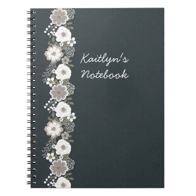 Carnet Fleurs blanches personnalisées (Devant)